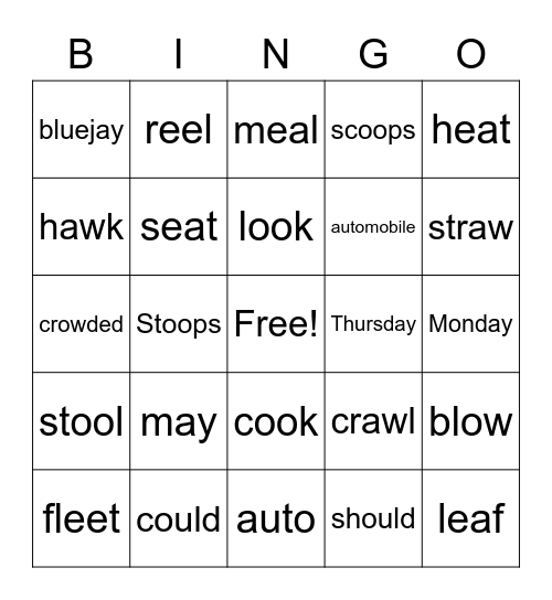 Thursday Bingo Card