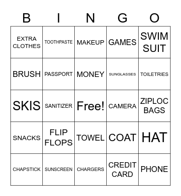 VACATION BINGO Card