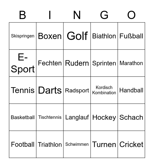 Sportler Bingo Card