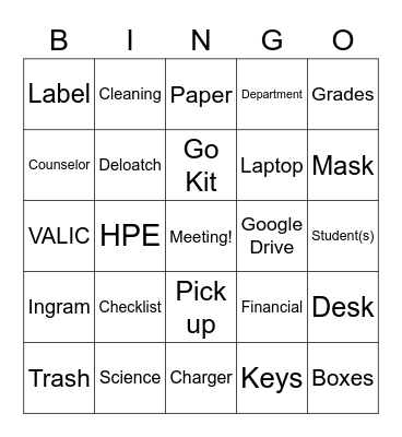 TMS 5/15/20 Faculty Meeting Bingo Card