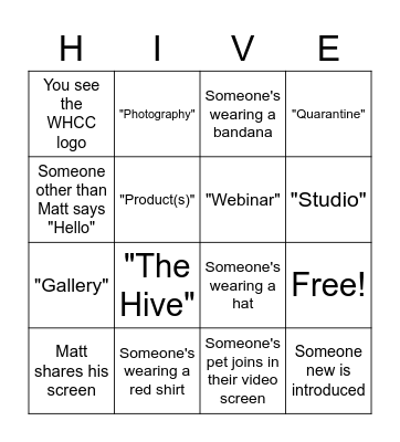 The Hive Bingo Card