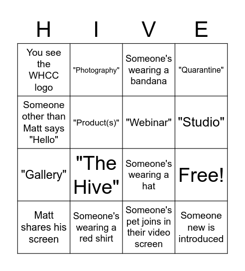 The Hive Bingo Card