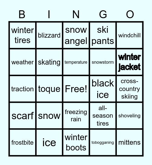 Winter Safety Bingo! Bingo Card