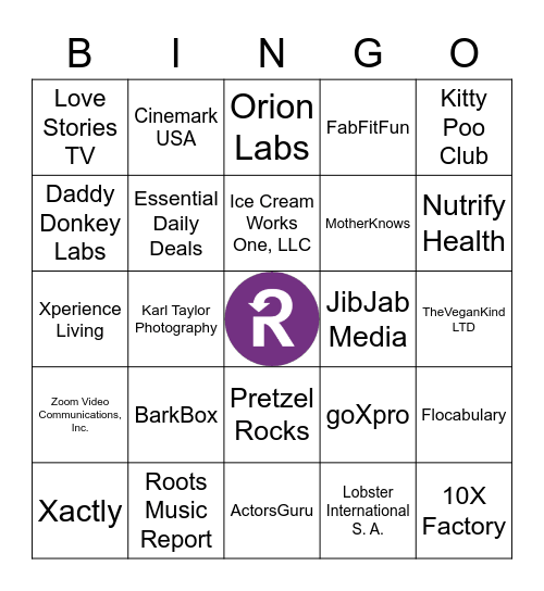 Recurly Customer Bingo! Bingo Card