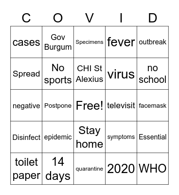 Covid Bingo Card