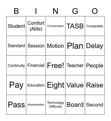 Board Time Bingo Card