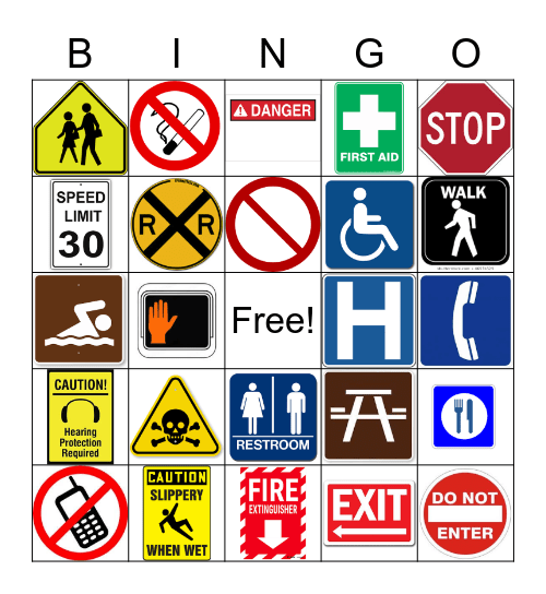 Safety Signs 5-15-20 Bingo Card