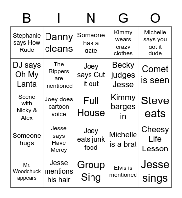 Full House Bingo Card