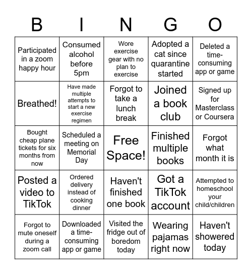 NBBJ Bingo: WFH Edition Bingo Card