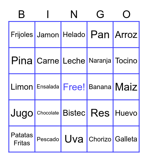 Bingo De Espanol Bingo Card