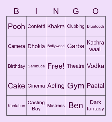 Nisha Birthday Bingo Card