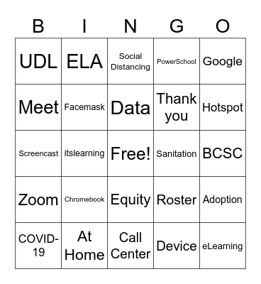 BCSC Tech eLearning Bingo Card