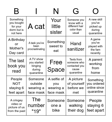 Audrey's Bday Quarantine Bingo Card