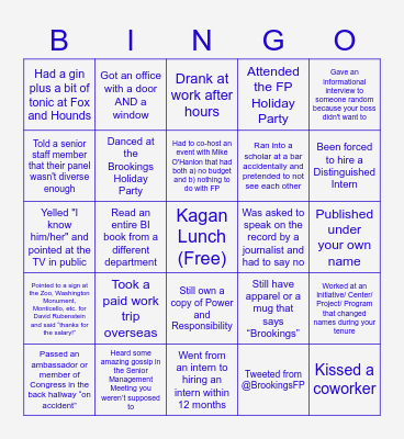 BrookingsFP Gives Back Bingo Card