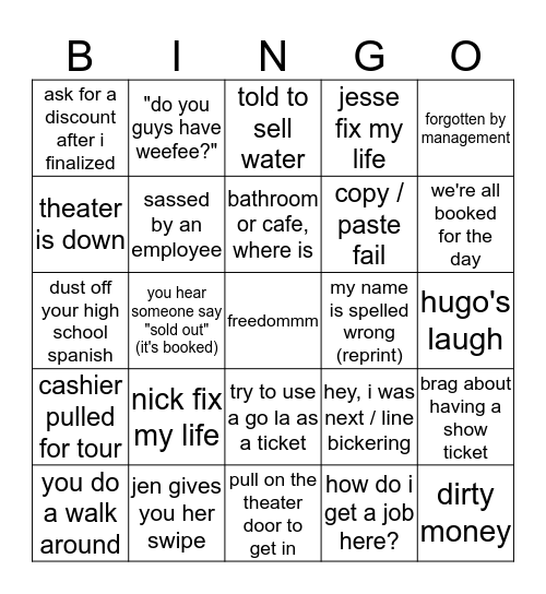 Lady, I Just Hit Finalize Bingo Card