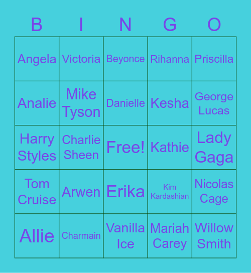 Who's that FACT about??? Bingo Card