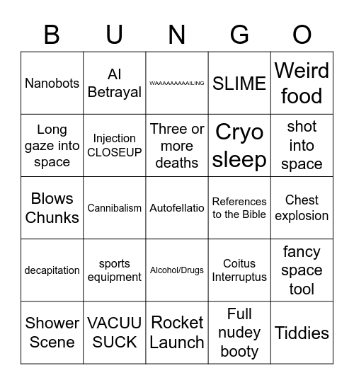 BUNGO Bingo Card