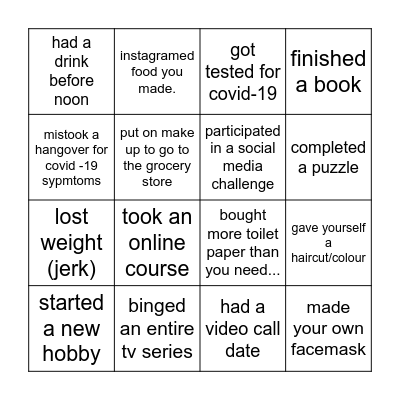 COVID - 19 BINGO Card