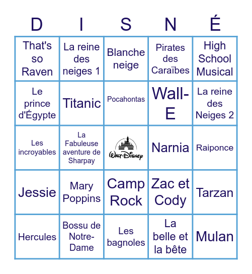 DISNEY JEUNESSE 2020 Bingo Card