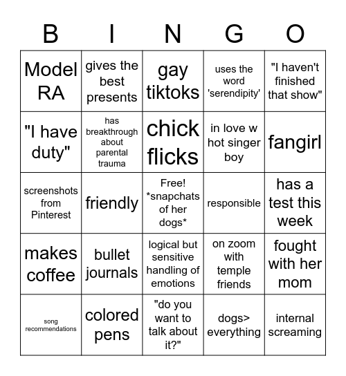 Anya Bingo Card