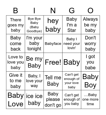 Candice's baby shower Bingo Card
