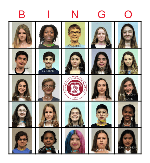 Middle School Graduates Bingo Card