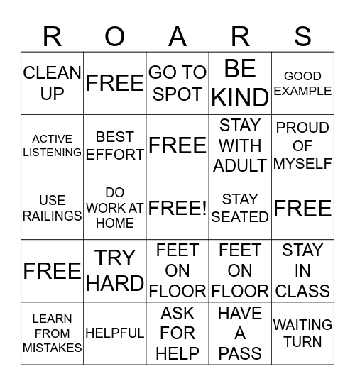 ROARS BINGO Card