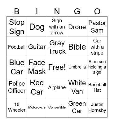 Drive In Bingo Card