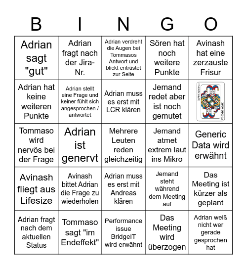 MAW Bingo Card
