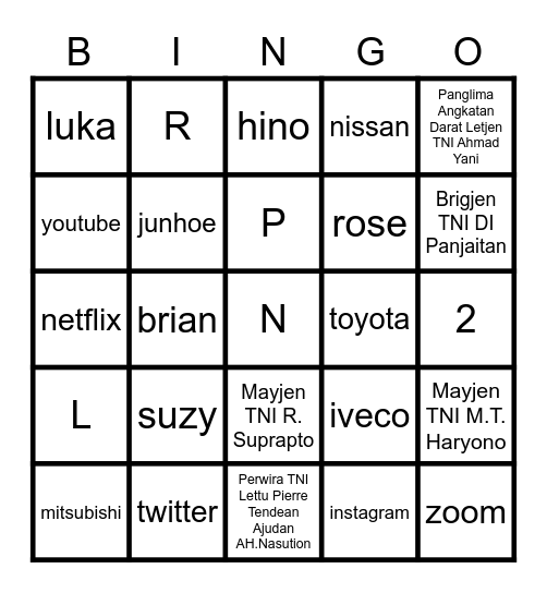 bingo lagi Bingo Card