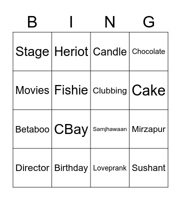 Happy B'Day Nisha Bingo Card