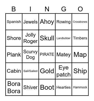 Pirate BINGO Card