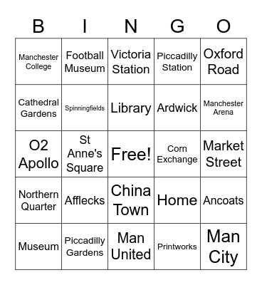 Manchester Bingo Card