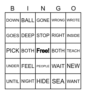 WORD WORK BINGO! Bingo Card