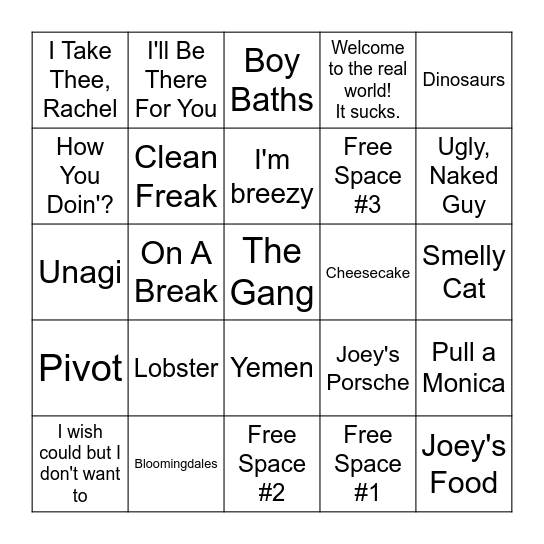 F.R.I.E.N.D.S. BINGO Card