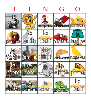 French Words Bingo #5 Bingo Card