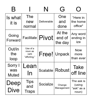 ICS Conference Call Bingo Card