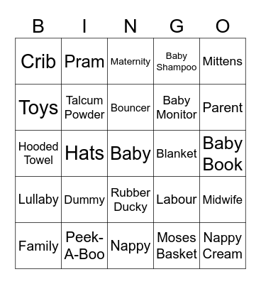 Baby Bingo Card