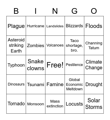 Apocalypse Bingo! Bingo Card