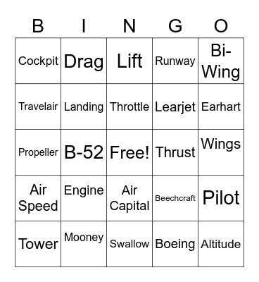 Kansas Aviation Museum Bingo Card