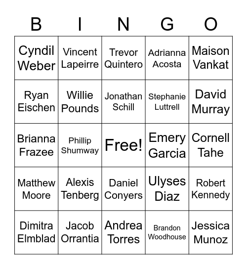 SilverRock Peeps Bingo Card