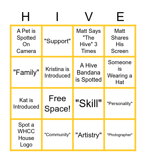 The Hive Bingo Card