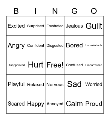 Emotions Bingo Card