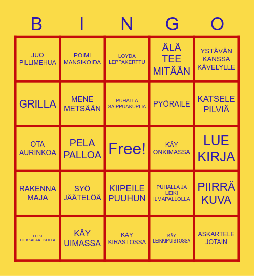 KESÄ BINGO Card