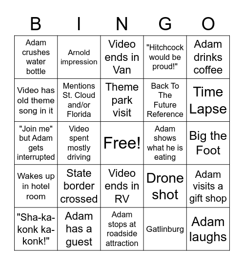 ADAMTHEWOO BINGO Card