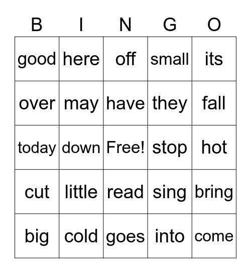Primary7 List 6 Sight Words Bingo Card