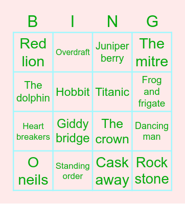 OlD ToWn PuB bInGo Card