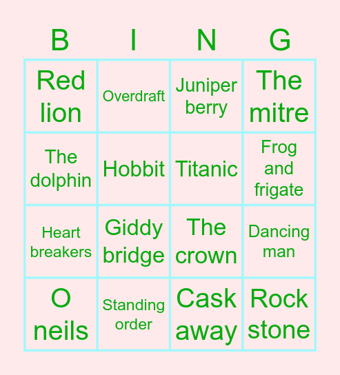 OlD ToWn PuB bInGo Card