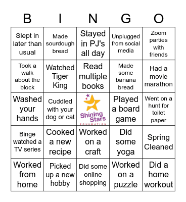 Social Distancing Bingo Card