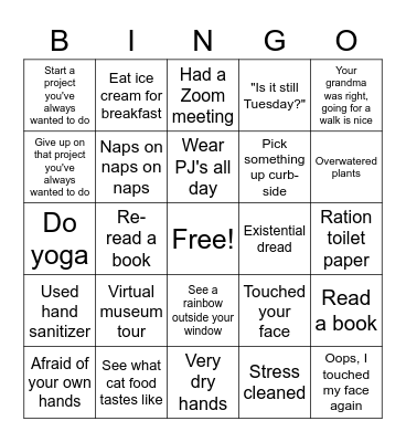 Quarantine Bingo Round 2 Bingo Card